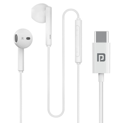 Portronics Conch Theta C Type-C Earphones with HD Mic & 14.2mm Drivers (White)