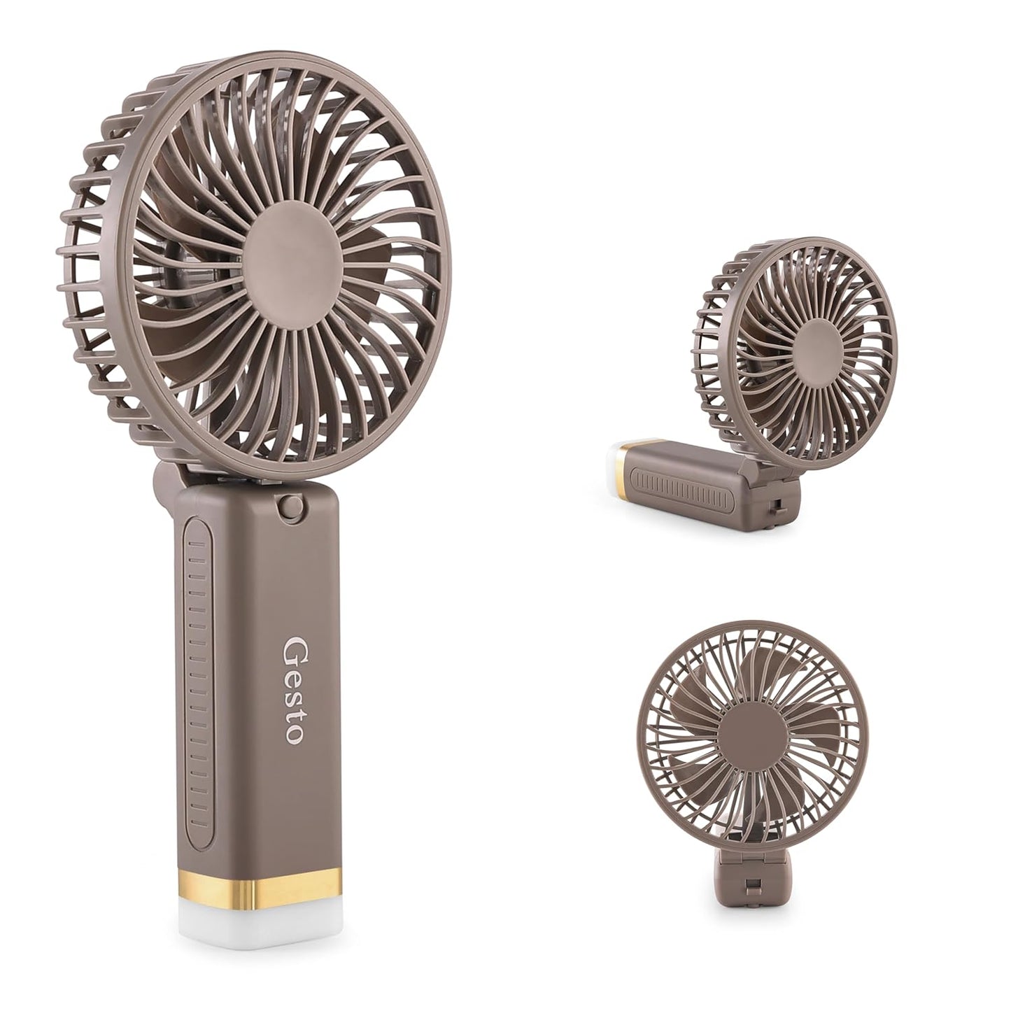 🌟 Gesto Portable Rechargeable Fan with LED Light – 1200mAh Battery (Grey)