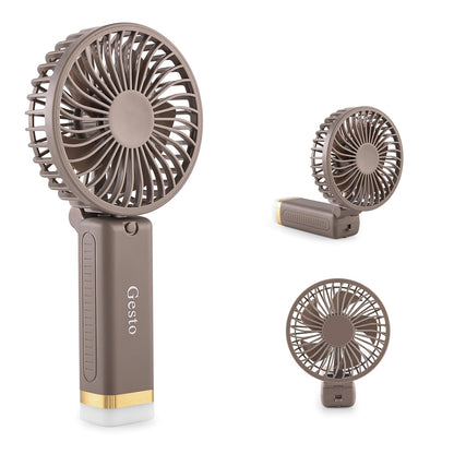 🌟 Gesto Portable Rechargeable Fan with LED Light – 1200mAh Battery (Grey)