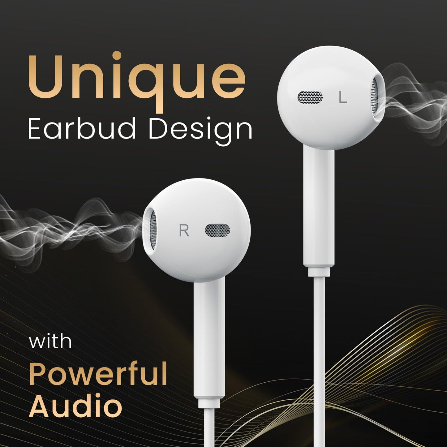 Portronics Conch Theta C Type-C Earphones with HD Mic & 14.2mm Drivers (White)