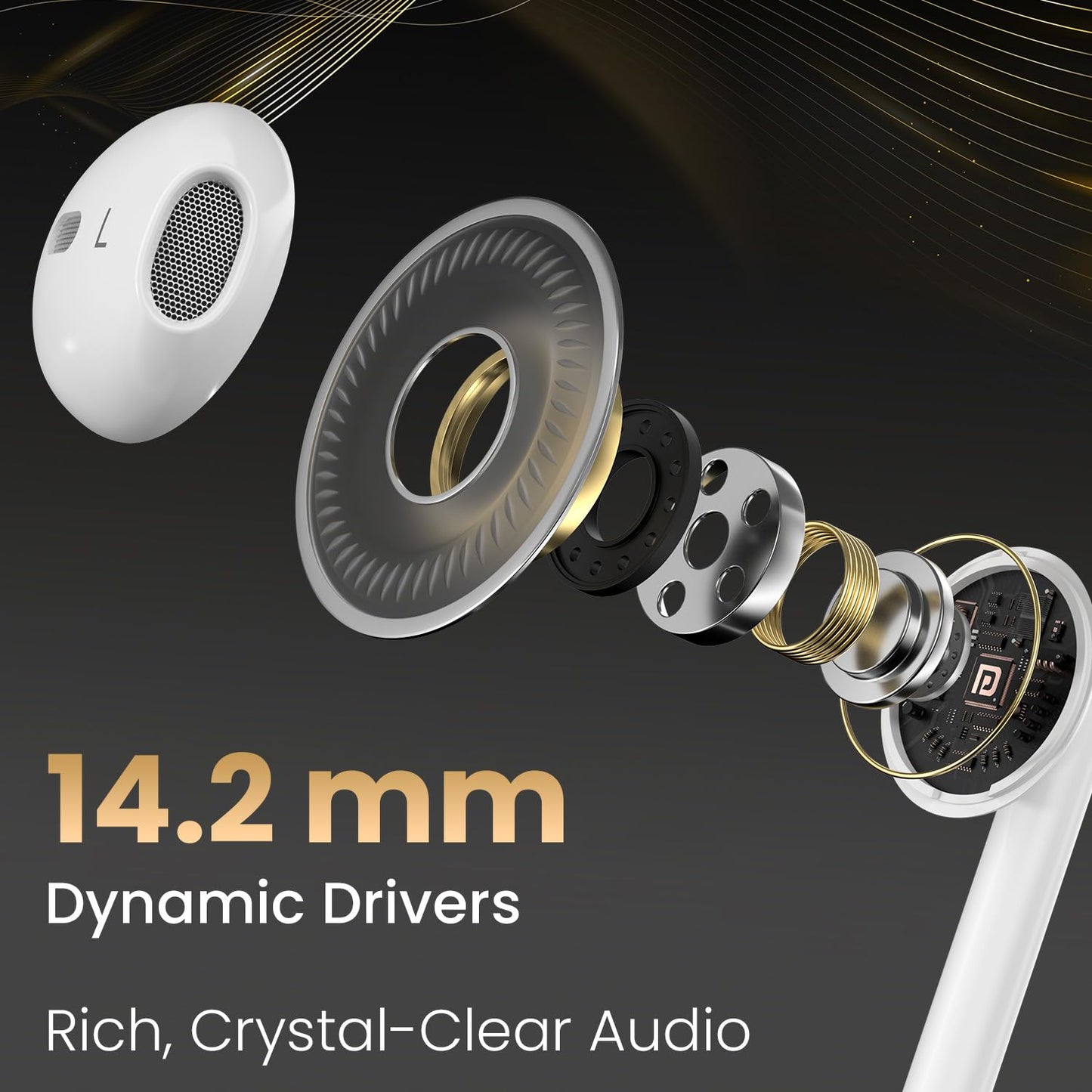 Portronics Conch Theta C Type-C Earphones with HD Mic & 14.2mm Drivers (White)