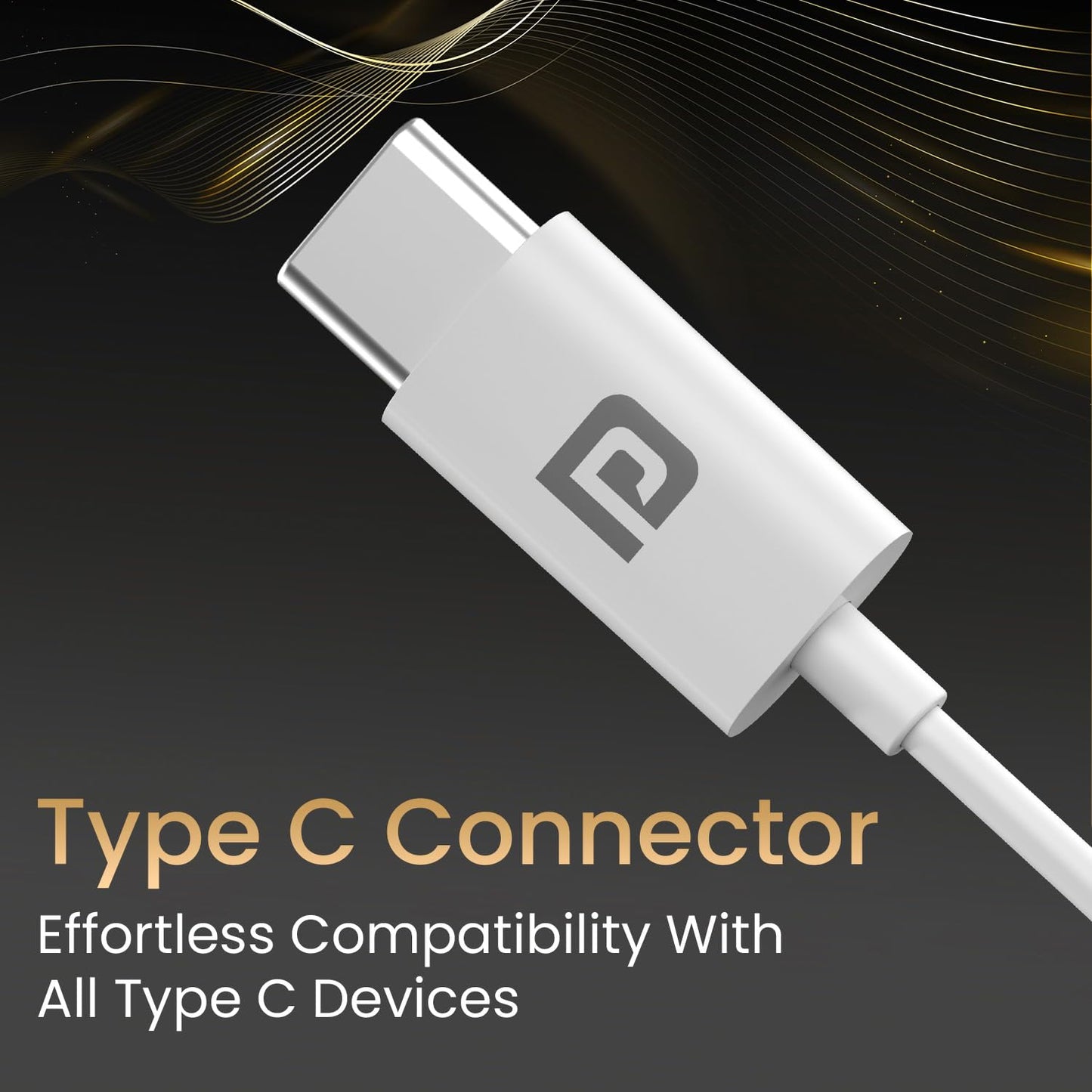 Portronics Conch Theta C Type-C Earphones with HD Mic & 14.2mm Drivers (White)